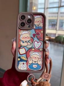 Compatible with Honor 200 Pro 100 Pro 90 Lite 80 Pro 60 SE X9b X7b Magic6 Lite Magic5 Lite Phone Case Cartoon Bread Bear Hand Rope Soft Shell
