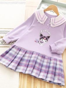 Princess Style Long Sleeve Doll Collar Girls Dress Autumn Fashionable Childrens Clothing Soft Fabric Daily Wear School Uniform Style