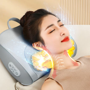 เบาะนวดไฟฟ้า สีดํา รุ่นใหม่สุด หมอนนวดคอระบบอินฟาเรดสําหรับในบ้านและรถยนต์ 8 ลูกครึง new electric massage pillow 8 balls