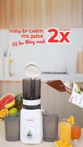 Máy ép chậm trái cây Masuto ép nguyên quả kiệt bã dung tích 06l bảo hành 12 tháng