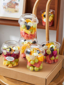 Fruit Salad Takeaway Box Wildly Popular Transparent Fruit Cup Camping Picnic Disposable Nut Snack Packaging Food Container