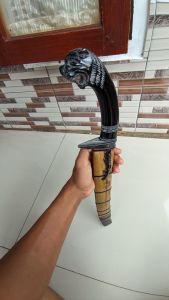 golok tanduk galonggong model ukiran macan (maung) 30cm
