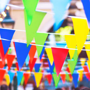 Mexin ธงราวสลับ 5 สี ธงจัดงานวัด  ธงปาร์ตี้ ยาว 40 เมตร Multicolor Flags