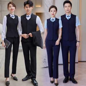 ชุดกางเกงขายาวแขนยาวแบบลำลองสำหรับผู้ชายและผู้หญิง ชุดทำงานโรงแรม ร้านอาหาร ร้านสปา ชุดนักบริการ ชุดนักเรียน