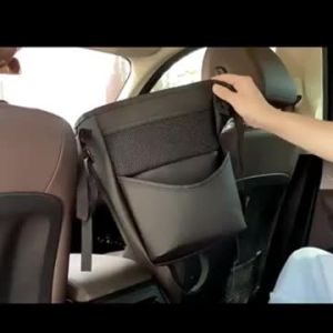 Car Seat Middle Storage Bag PU Leather Car Armrest Hanging Organizer Multifunction Handbag Holder Net Pocket Cup Tissue Storage