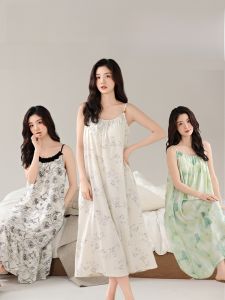 MiiOW | Váy ngủ dài hở vai thoáng khí cho nữ mùa hè MiiOW Cat Person Váy ngủ dài có đệm ngực Váy ngủ dài có thể mặc ngoài trời Váy ngủ dài cho nữ