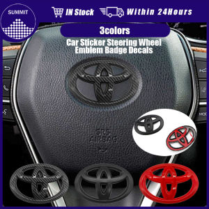 ABS TOYOTA Steering Wheel Emblem Sticker Carbon fiber Toyota Logo Badge Decals Replacement