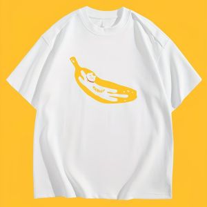 Sanrio | Kawaii Banana Cat Graphic T-Shirt Cute Black Cat Sleeping In Banana Tee Summer Short Sleeve Aesthetic Harajuku Fashion Tops
