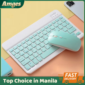 Bluetooth Keyboard And Wireless Mouse Portable Rechargeable Silent Slim Mini Wireless Bluetooth Keyboard Mouse For Mobile Phone Wireless Keyboard Mouse Set Compatible With iPad Phone Laptop (Mint Green/Pink)