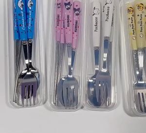 Alat Makan Set Sendok Garpu Sumpit Stainless Anak & Dewasa Model Korea