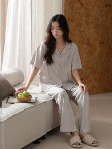 me home wear | Cotton Short Sleeve Loose Large Size Pajama Set