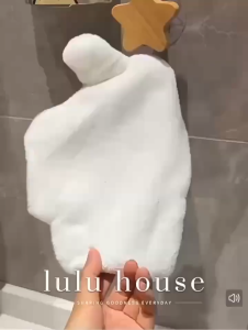 New Kawaii Cartoon Hand Towel Double Layer Bubu Dudu Bathroom Hand Cloth Thick Absorbent Coral Velvet Kitchen Cleaning Rag