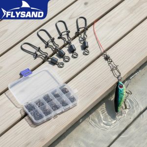 210PCS High-Strength Fishing Swivels 26lb-66lb Coastlock Rolling Swivels Fishing Accessories