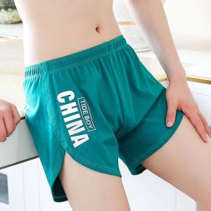 Loose Fit Mens Cotton Boxer Shorts Personality Home Sport Pants High Waist Flat Angle Underwear Youth Trendy Briefs