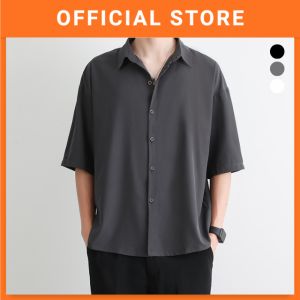 Men Loose Fit Shirt Short Sleeve Top Buttoned Casual Korean Baju Kemeja Lelaki Lengan Pendek 男生上衣