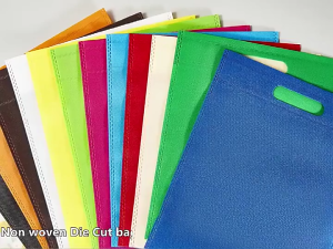 10PCS Reusable Non Woven Shopping Bag Plain D Cut Carrier for Grocery Gift Wrap and Organization
