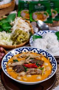 ส่งฟรี  น้ำยากระทิ น้ำยาขนมจีนกึ่งเร็จรูป (1 ซอง 100 กรัม) น้ำยาขนมจีน ทำง่าย สะดวก น้ำยาขนมจีนแซ่บบักคั๊ก