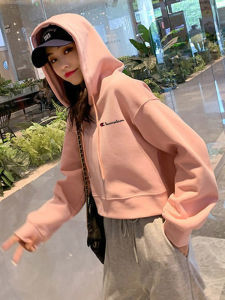 Champion Rainbow American Short Sweatshirt High Waist Loose Street Style Womens Pullover Spring Autumn New Arrival Streetwear