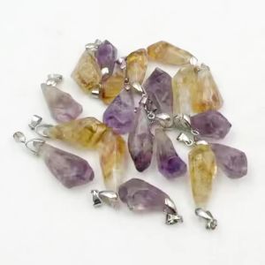 Natural Citrine Charm Pendant Healing Irregular Yellow Pagoda Crystal Enegry Stone Amethyst For Diy Jewelry Making Yoga Necklace