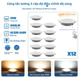 12 Bóng Đèn LED Có Thể Điều Chỉnh Độ Sáng Ba Chiều GX53 E14 E27 GU10 Đa Năng 100%/50%/15% Có Thể Điều Chỉnh Chiếu Sáng Trong Nhà Đèn Chiếu Sáng Gia Đình