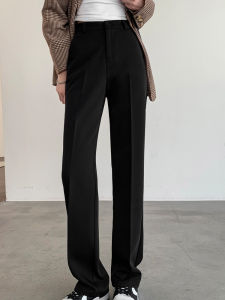 Autumn Winter Fleece Anti-Wrinkle Iron-Free Slim Straight Leg Suit Pants Women Drapey High-End Casual Straight Leg Trousers