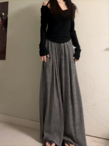 180 Tall Extended Version Dark Gray Glutinous Rice Pants Women Slimming Soft Glutinous Casual Pants 175 Super Long Wide Leg Mopping Pants