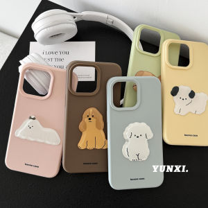 เคสโทรศัพท์ซิลิโคนน่ารักสำหรับ iPhone 17 pro Max 16 13 12 15 pro 14 pro Max คู่รัก ป้องกันการตกหล่น ลายการ์ตูนสุนัข ดีไซน์น่ารัก