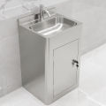 Stainless Steel Floor Mounted Integrated Wash Basin Hospital Washstand Sink Column Basin Single Hole Faucet Opening. 
