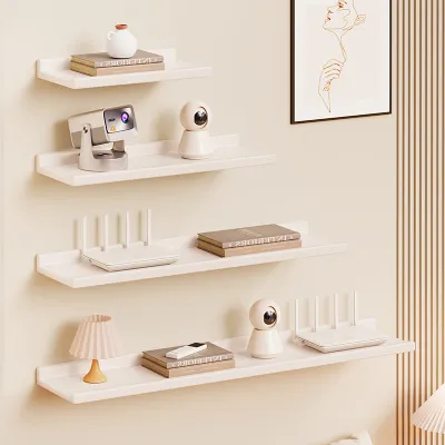 Wall-Mounted Shelving Unit Wooden Bedside Storage