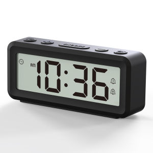 Battery Powered Mini Digital Alarm Clock TEMP Humidity Date 2 Alarms Magnetic Snooze Table Clock 12/24H Electronic LCD Clock