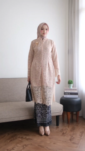 (ZXC) Tunik Shela Dress Brukat Busui Kerah Shanghai / Kebaya Brukat Pesta Kondangan