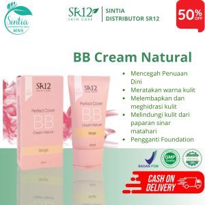 SR12 Perfect Cover BB Cream Natural Krim Glowing Tahan Lama Anti Air Meratakan Warna Kulit 30ml