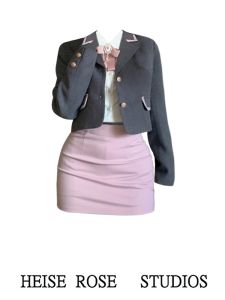 ชุดนักเรียนสตรีทสไตล์ ชุดกระโปรงสองชิ้นแขนยาวฤดูใบไม้ร่วงและฤดูหนาวสำหรับผู้หญิงวัย 18-25 ปี