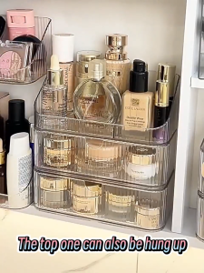 Large Acrylic Makeup Organizer with Mirror & Drawers - Cosmetic Jewelry Storage Box for Vanity