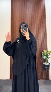 Demore Luzeta Set Syari Pashmina Oval Gamis Oversize Wanita Torino Polos