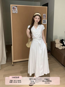 Bow Tie Waist Stripe Dress Short Sleeve