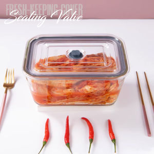 Rectangular Press Vacuum Cover Borosilicate Glass Airtight Food Container Leak-Proof Storage Heat Cold Resistant