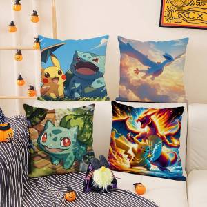 Bandai | Pokemon Rayquaza Anime Plush Pillow Cover Soft Short Plush Cushion Cover For Sofa Bedroom Living Room Home Decor Gift