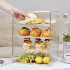 3/4 Layers Bread Box For Kitchen Countertop Adjustable Clear Bread Storage Box Acrylic Pastry Display Case Clear Boxes Bread Holder
