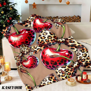 Beast Kingdom | Leopard Cherry Chic Winter Summer Flannel Blanket Throw Fleece Soft Fuzzy Plush Cozy Fleece Blankets for Sofa Ideal Gifts