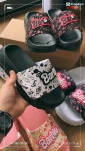 Dép quai ngang nữ Barbie họa tiết hoạt hình nam nữ đế cao 4cm trẻ trung đi chơi đi học đều hợp thời trang -  kimngansg