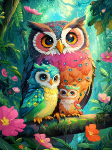Huacan DIY Diamond Painting Owl Flower Diamond Mosaic Animal New Collection Handmade Gift