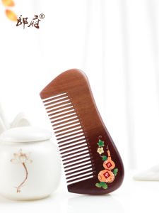 Portable Fine-Toothed Painted Comb Wooden Hairbrush for Men Women Children Lucky Gourd Shape Hairdressing Tool by Langfu