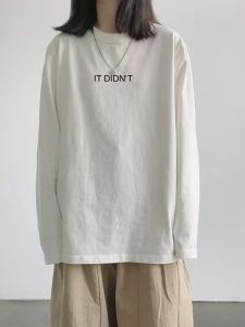 Casual Cotton round Neck Long Sleeve T-Shirt Womens Loose Fit Personality Print Top Spring Autumn Seasonal Fashion Basic Tee