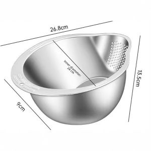 Food Grade 304 Stainless Steel Drain Basket Vegetable Washing Basin Kitchen Home Use Rice Washing Fruit Cleaning Water Filter Basket