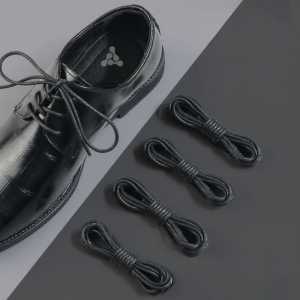 ZUYINBULUO | Leather Shoe Laces - Round Rope - Black Brown - Wax - Business Casual