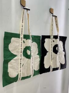 Finland Marimekko Unikko Flower Cotton Tote Bag Ladies Printed Canvas Shoulder Handbag Casual Fashion Large‑capacity Shopping Bag