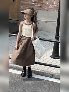 Setelan Rok Cargo Anak Perempuan Setelan Anak Perempuan Set Cargo Atasan Atasan rompi + rok kerja 2-10+Tahun