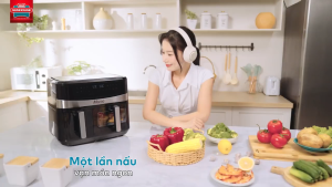 Nồi Chiên Không Dầu 2 Ngăn SUNHOUSE SHD4098 – Rapid Air Giảm 80% Dầu Mỡ