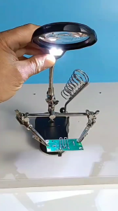 COD Taffware Alat Pegangan Solder Listrik Dudukan Solder Kaca Pembesar Penjepit PCB Lampu LED 3.5X